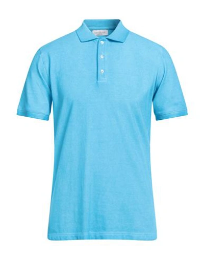 Bellwood Man Polo Shirt Turquoise Size 42 Cotton In Blue
