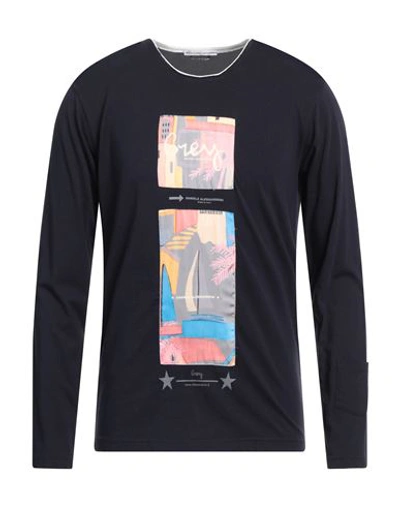 Grey Daniele Alessandrini Man T-shirt Midnight Blue Size L Cotton, Polyester