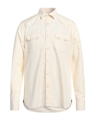 Lardini Man Shirt Ivory Size 16 Cotton In White