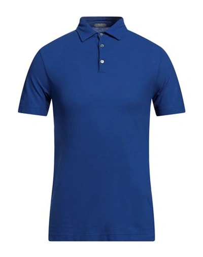 Zanone Man Polo Shirt Navy Blue Size 44 Cotton In Azul
