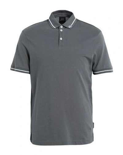 Armani Exchange Man Polo Shirt Lead Size L Cotton In Grey