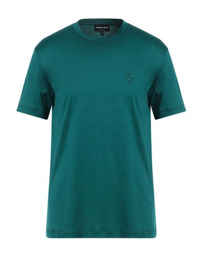 Giorgio Armani Man T-shirt Deep Jade Size 42 Cotton In Green