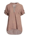 Cashmere Company Woman Top Light Brown Size 12 Linen In Beige