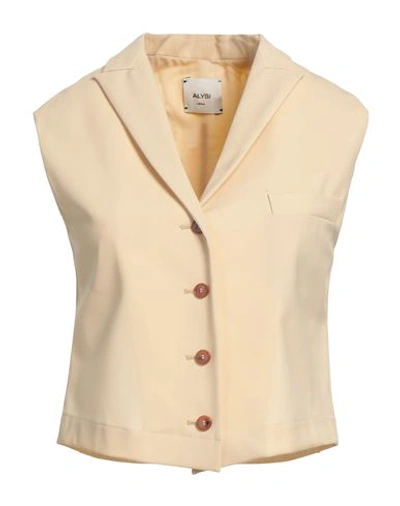 Alysi Woman Vest Beige Size 2 Virgin Wool, Lycra