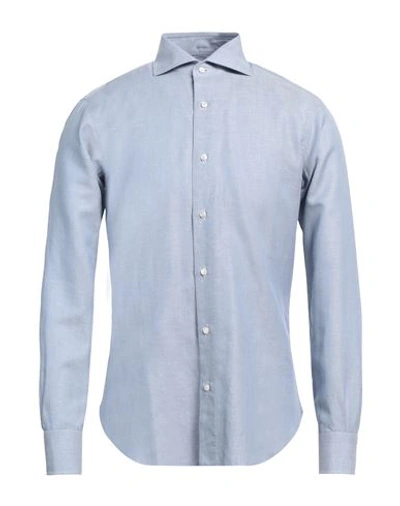 Barba Napoli Man Shirt Pastel Blue Size 15 Cotton