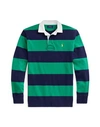 Polo Ralph Lauren Striped Long Sleeve Polo With Half Button Placket In Navy Blue
