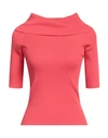 Snobby Sheep Woman Turtleneck Coral Size 10 Cotton, Silk In Red