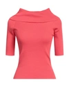 Snobby Sheep Woman Turtleneck Coral Size 8 Cotton, Silk In Red