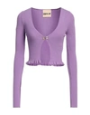 Aniye By Woman Cardigan Light Purple Size L Viscose, Polyester