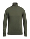 Alpha Studio Man Turtleneck Military Green Size 40 Cashmere In Green