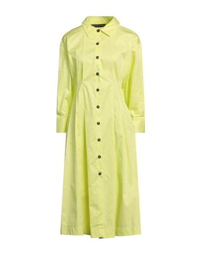 Icona By Kaos Woman Midi Dress Acid Green Size 6 Cotton