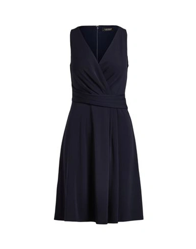Lauren Ralph Lauren Surplice Jersey Sleeveless Dress Woman Midi Dress Midnight Blue Size 8 Polyester