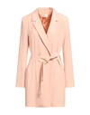 Vicolo Woman Overcoat & Trench Coat Apricot Size L Polyester, Elastane In Orange