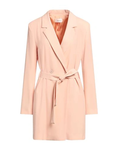 Vicolo Woman Overcoat & Trench Coat Apricot Size L Polyester, Elastane In Orange