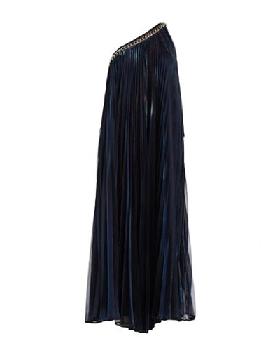 W Les Femmes By Babylon Woman Maxi Dress Midnight Blue Size 10 Polyamide, Metallic Fiber