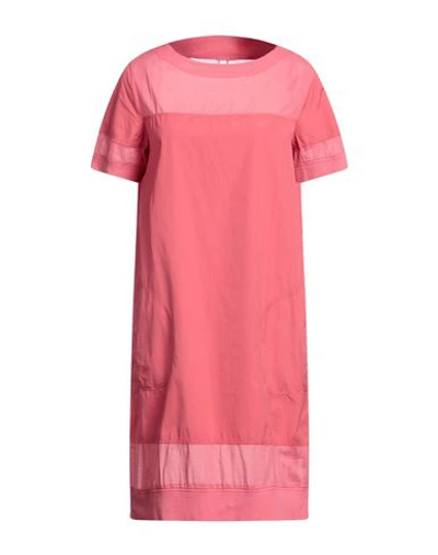 European Culture Woman Mini Dress Fuchsia Size M Cotton, Elastane In Pink
