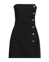 Alessandra Rich Strapless Embellished Pinstriped Wool-blend Mini Dress In Black
