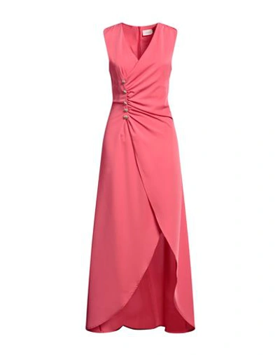 Vicolo Woman Maxi Dress Coral Size M Polyester, Elastane In Red
