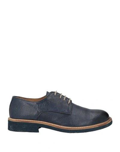 Paolo Da Ponte Man Lace-up Shoes Blue Size 11 Leather