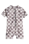 Tiny Tribe Grunge Check One-piece Rashguard Swimsuit In Grey