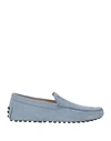 Tod's Man Loafers Slate Blue Size 8 Leather In Blue