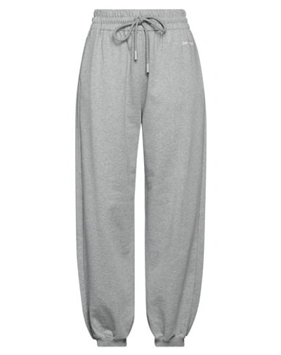 Off-white Woman Pants Grey Size M Cotton, Elastane