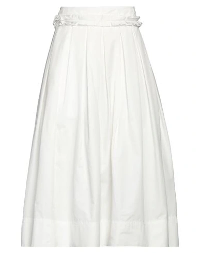 Plan C Pleated Cotton Midi Skirt In Butter