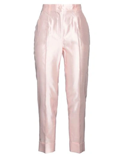 Dolce & Gabbana Cropped Silk-shantung Tapered Pants In Pink