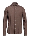 Bastoncino Man Shirt Brown Size 15 ½ Linen