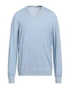 Gran Sasso Man Sweater Pastel Blue Size 50 Virgin Wool