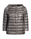 Herno Woman Down Jacket Lead Size 6 Polyamide, Cotton, Acetate In Grey