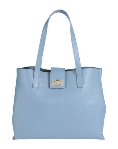 Furla 1927 M Tote 28 Soft Woman Handbag Slate Blue Size - Leather