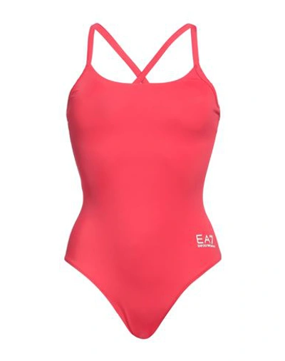 Ea7 Woman One-piece Swimsuit Red Size 4 Polyamide, Elastane