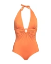 Fisico Woman One-piece Swimsuit Orange Size L Polyamide, Elastane