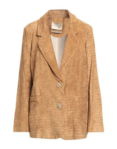 Momoní Woman Blazer Camel Size 8 Viscose In Beige