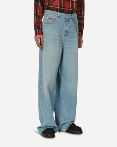 Martine Rose Extended Wide Leg Jeans Bleached Wash In Blue