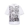 Alexander Mcqueen Blake Illustration Print Cotton Camp Shirt In White