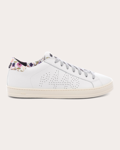 P448 Women's John Floral Sneaker Leather/rubber/cotton In White