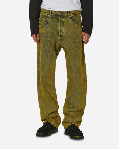 Aries Acid Wash Batten Jeans Gold In Yellow