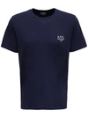 APC RAYMOND NAVY BLUE T-SHIRT IN ORGANIC COTTON WITH LOGO PRINT ON THE CHEST