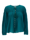 ISABEL MARANT ÉTOILE GREEN 'PLALIA' PLEATED BLOUSE IN COTTON BLEND WOMAN