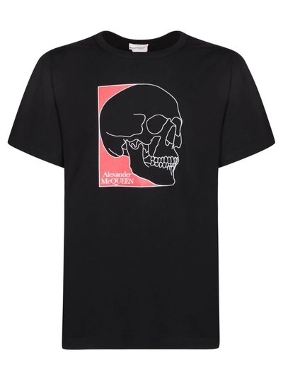 Alexander Mcqueen Outline Skull Print T Shirt In Black