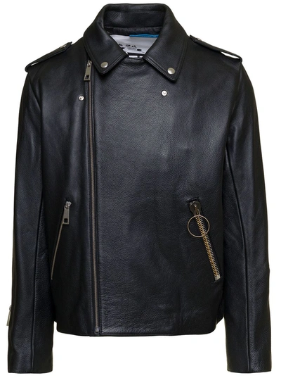 Apc Biker Leather Jacket In Black