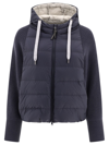 BRUNELLO CUCINELLI BRUNELLO CUCINELLI DOWN JACKET WITH MONILI, KNITTED HOOD AND SLEEVES