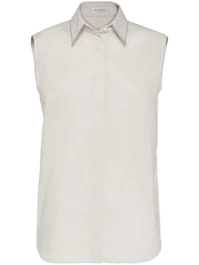 Brunello Cucinelli Sleeveless Shirt In White