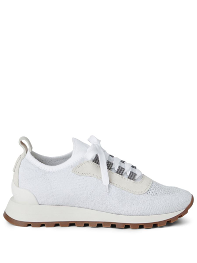 Brunello Cucinelli Knitted Low-top Sneakers In White