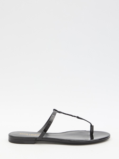Saint Laurent Cassandra Slide Sandals In Black