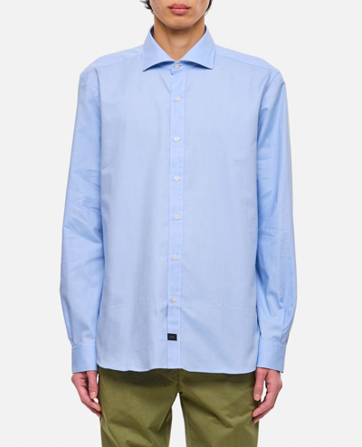 Fay French Neck Shirt In Sky Blue