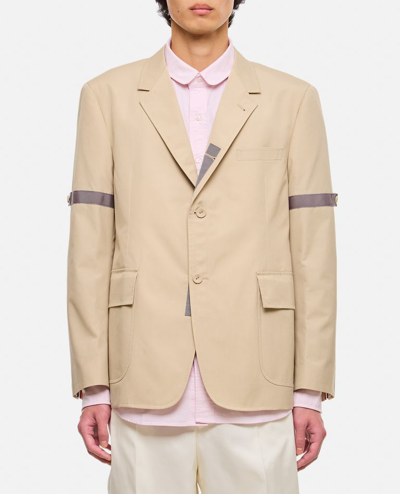 Thom Browne Unstructured Straight Fit Jacket In Neutrals