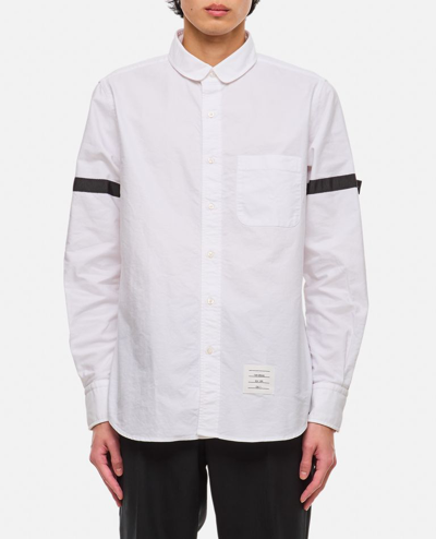 Thom Browne Straight Fit Mini Round Collar Shirt In White